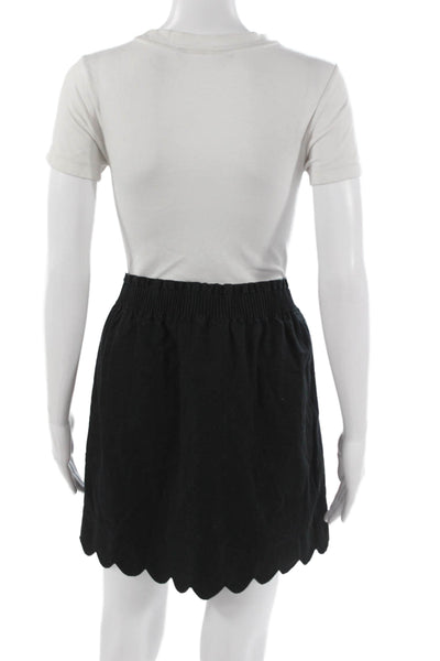 J Crew Womens Straight Pencil Skirt Black Linen Short Pull On Size 12