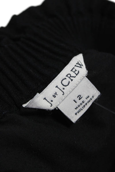 J Crew Womens Straight Pencil Skirt Black Linen Short Pull On Size 12