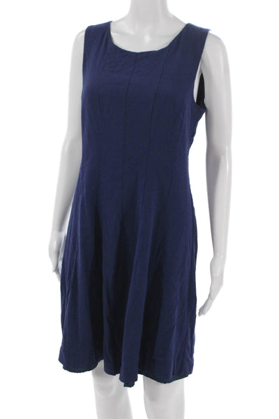 Theory Women A-Line Blue Viscose Sleeveless Round Neck Short Dress Size 10