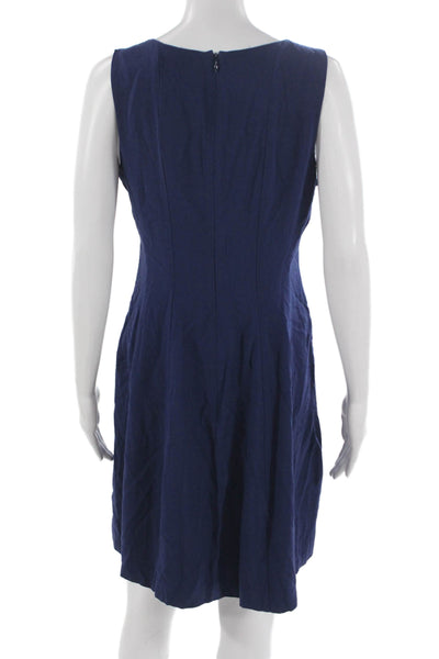 Theory Women A-Line Blue Viscose Sleeveless Round Neck Short Dress Size 10