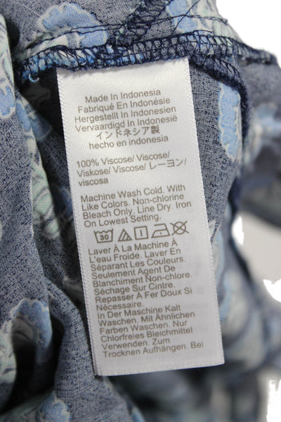 J Crew Women Sundress Blue Floral Viscose Scoop Neck Zip Long Size 8