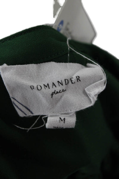 Pomander Place Womens Green Trapeze Swing V-Neck Long Sleeve Dress Size M