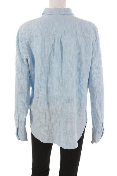 J Crew Womens Basic Collared Cotton Button Up Long Sleeve Blue Size L