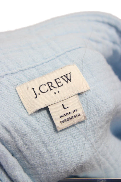J Crew Womens Basic Collared Cotton Button Up Long Sleeve Blue Size L