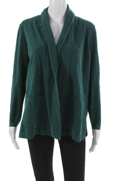 J Crew Womens Green Cotton Collared Long Sleeve Cardigan Sweater Size M