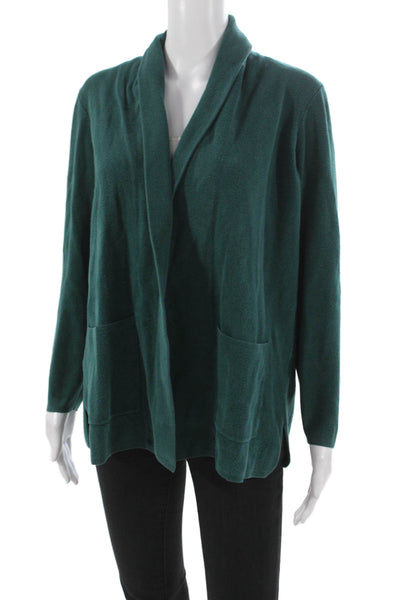 J Crew Womens Green Cotton Collared Long Sleeve Cardigan Sweater Size M