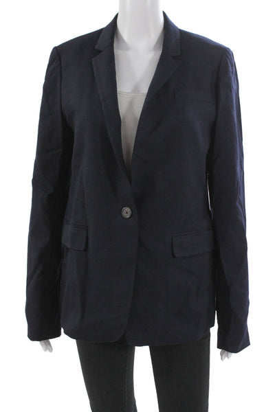 J Crew Women Blue Wool Blend Pant Suit Blazer Buttoned Long Sleeve Size 10 Tall