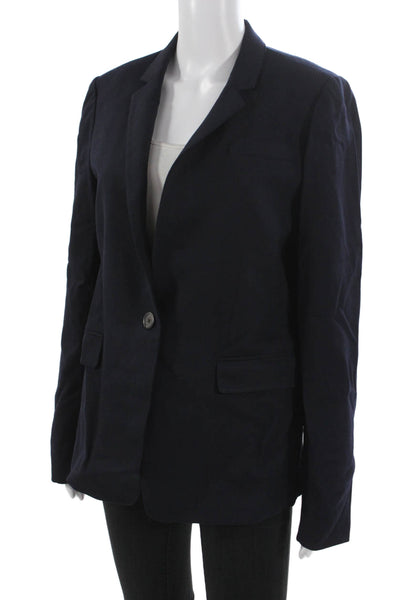 J Crew Women Blue Wool Blend Pant Suit Blazer Buttoned Long Sleeve Size 10 Tall