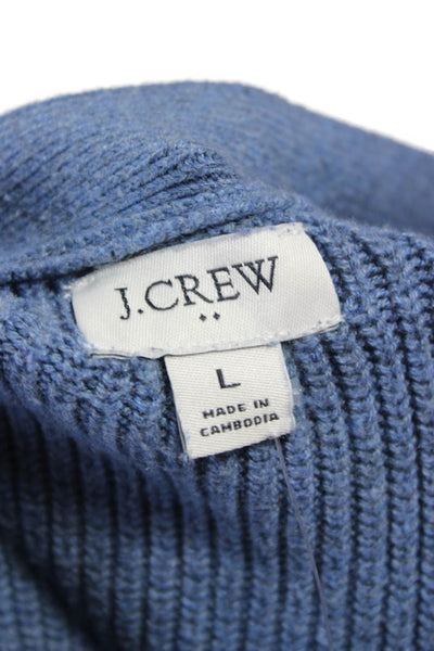 J Crew Womens Cardigan Blue V-Neck Long Sleeve 55% Cotton Size L
