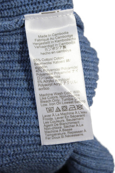 J Crew Womens Cardigan Blue V-Neck Long Sleeve 55% Cotton Size L