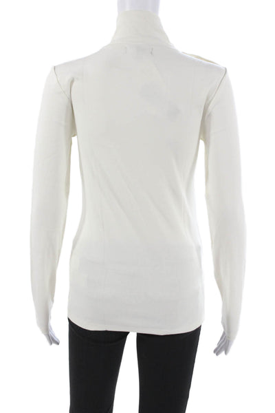 J Crew Womens White Turtleneck Long Sleeve Basic T Shirt 100% Cotton Size S