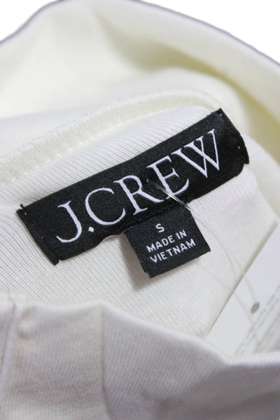 J Crew Womens White Turtleneck Long Sleeve Basic T Shirt 100% Cotton Size S