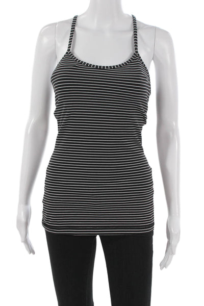 Lululemon Womens Basic Striped Scoop Neck Sleeveless Tank Black Size S