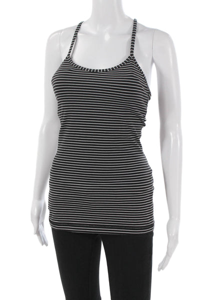 Lululemon Womens Basic Striped Scoop Neck Sleeveless Tank Black Size S