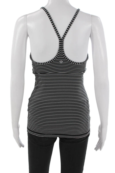 Lululemon Womens Basic Striped Scoop Neck Sleeveless Tank Black Size S