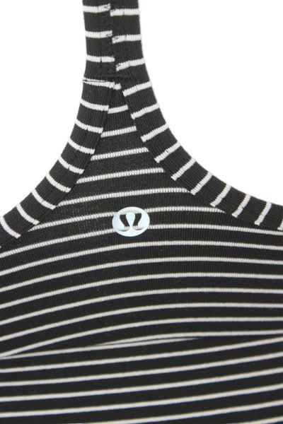 Lululemon Womens Basic Striped Scoop Neck Sleeveless Tank Black Size S