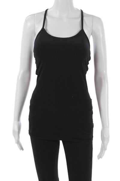 Lululemon Womens Basic Tank Black Scoop Neck Sleeveless Spotted Size S