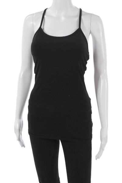 Lululemon Womens Basic Tank Black Scoop Neck Sleeveless Spotted Size S