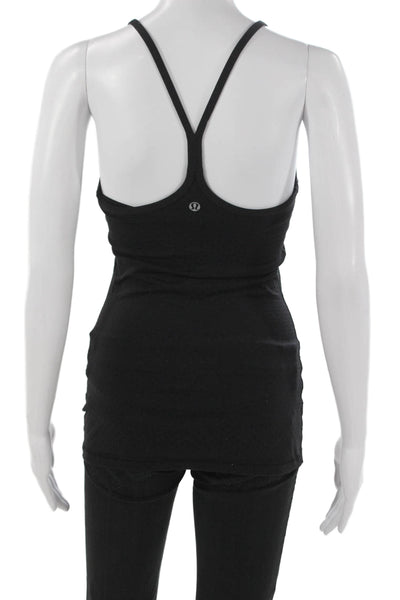 Lululemon Womens Basic Tank Black Scoop Neck Sleeveless Spotted Size S