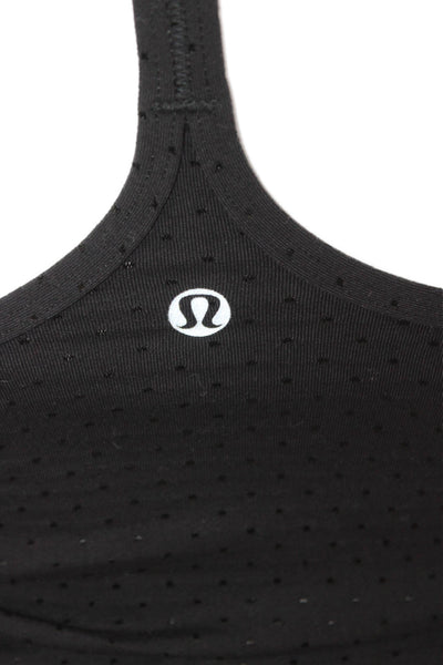 Lululemon Womens Basic Tank Black Scoop Neck Sleeveless Spotted Size S