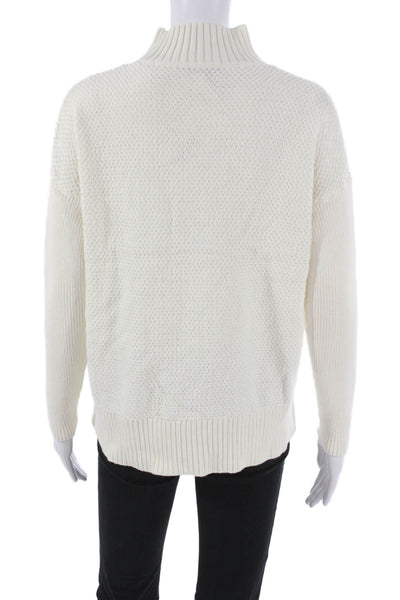 J Crew Women Cotton Mock Neck Pullover Sweater White Long Sleeve Solid Size XS