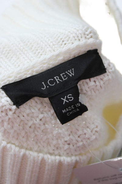 J Crew Women Cotton Mock Neck Pullover Sweater White Long Sleeve Solid Size XS