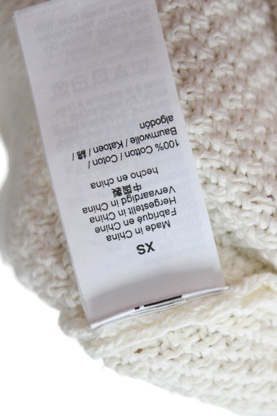 J Crew Women Cotton Mock Neck Pullover Sweater White Long Sleeve Solid Size XS