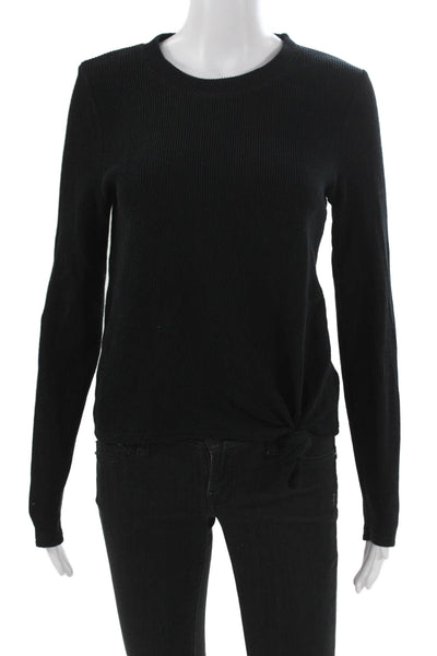Madewell Women Basic Black Cotton Crew Neck Long Sleeve T-Shirt Size S