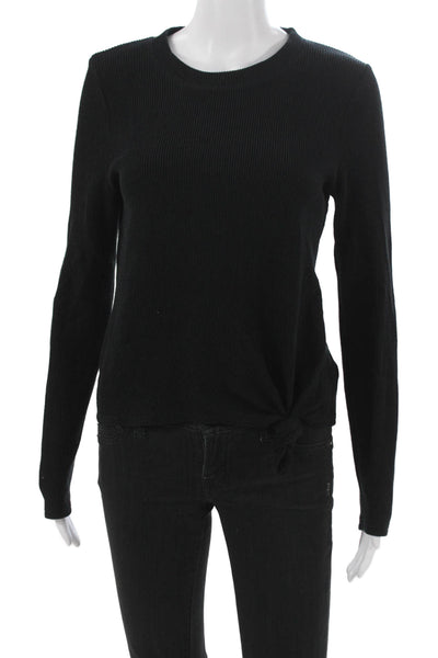 Madewell Women Basic Black Cotton Crew Neck Long Sleeve T-Shirt Size S