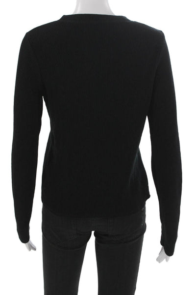 Madewell Women Basic Black Cotton Crew Neck Long Sleeve T-Shirt Size S