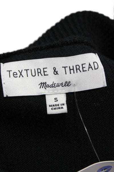 Madewell Women Basic Black Cotton Crew Neck Long Sleeve T-Shirt Size S