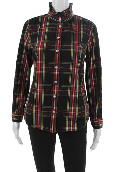 J Crew Women Basic Collared Plaid Button-Up Long Sleeve Multicolor Size PS