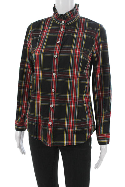 J Crew Women Basic Collared Plaid Button-Up Long Sleeve Multicolor Size PS