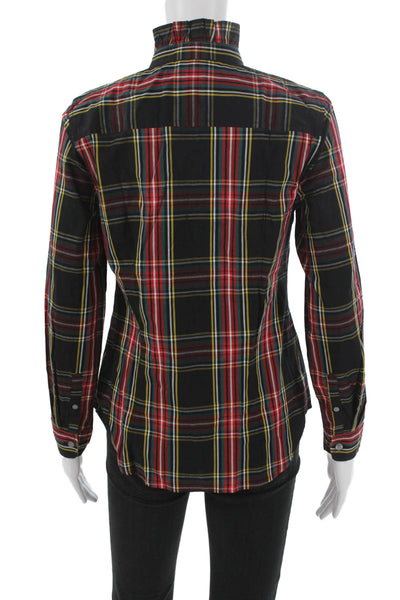 J Crew Women Basic Collared Plaid Button-Up Long Sleeve Multicolor Size PS