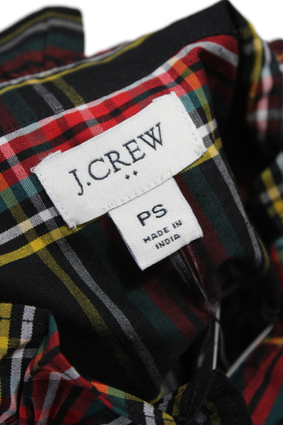 J Crew Women Basic Collared Plaid Button-Up Long Sleeve Multicolor Size PS