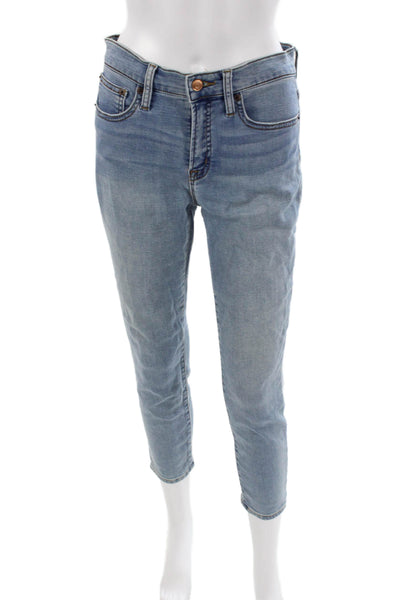 J Crew Women Ankle Jeans Blue Mid Rise Cotton Blend Petite Size 27