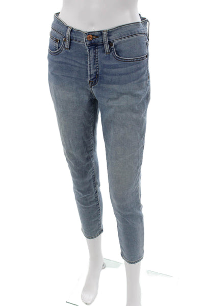 J Crew Women Ankle Jeans Blue Mid Rise Cotton Blend Petite Size 27