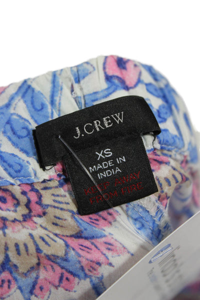 J Crew Womens Floral Cotton Lounge Pants White Drawstring Size XS