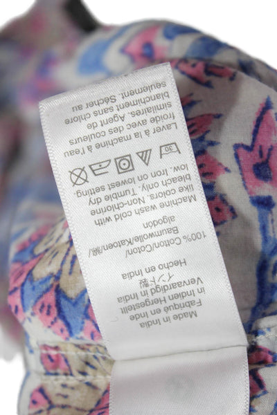 J Crew Womens Floral Cotton Lounge Pants White Drawstring Size XS