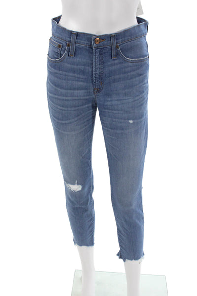 J Crew Womens Cropped Jeans Blue Cotton Mid Rise Petites Size 27