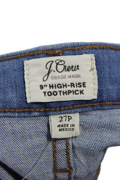 J Crew Womens Cropped Jeans Blue Cotton Mid Rise Petites Size 27