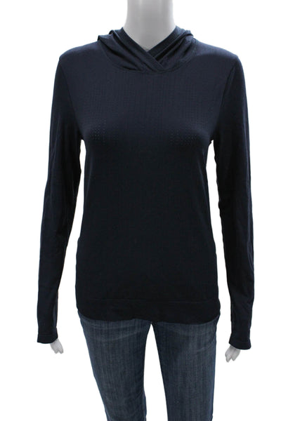 Athleta Womens Pullover Hoodie Blue Nylon Long Sleeve Size M