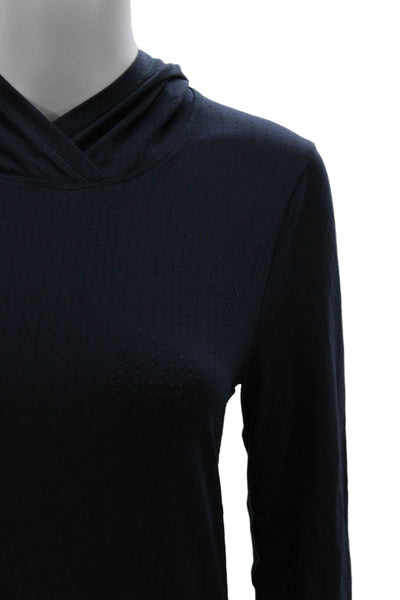 Athleta Womens Pullover Hoodie Blue Nylon Long Sleeve Size M