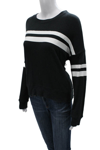 Sundry Womens Black Striped Rayon Pullover Crewneck Long Sleeve Size 1