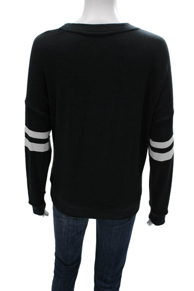 Sundry Womens Black Striped Rayon Pullover Crewneck Long Sleeve Size 1