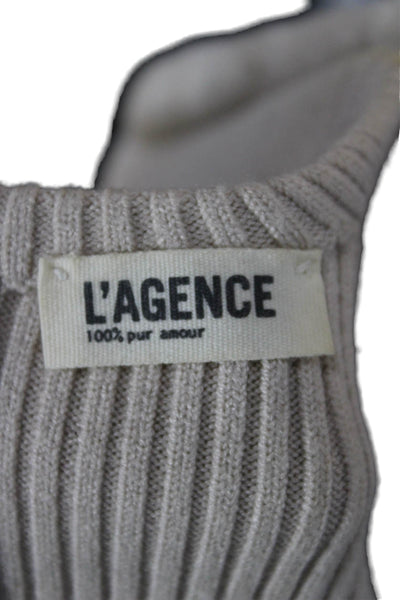 L'Agence Womens Pullover Striped Beige Viscose Long Sleeve Round Neck Size XS