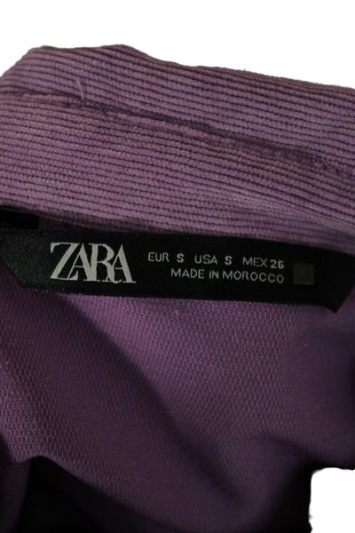 Zara Womens Tunic Button Up Collared Long Sleeve Purple Polyester Size S