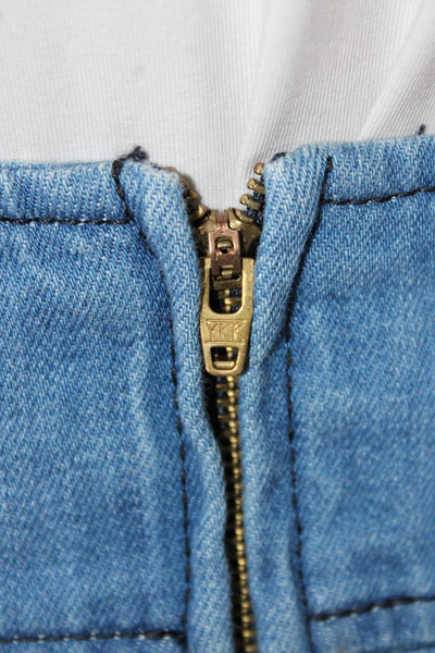 Mayle Women A-Line Blue Cotton Skirt Button Closure Long Size 0