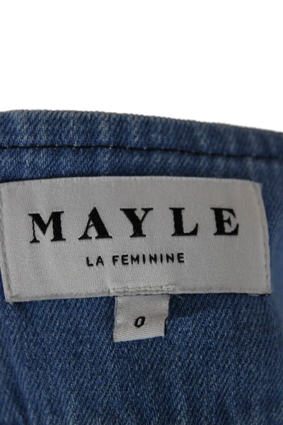 Mayle Women A-Line Blue Cotton Skirt Button Closure Long Size 0