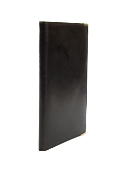 Gucci Womens Leather Gold Tone Open Front Wallet Dark Brown
